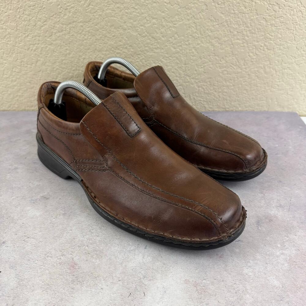 Clarks Men's Escalade Step Black Leather Slip On Loafer Dress Shoes Sz 10 M READ
